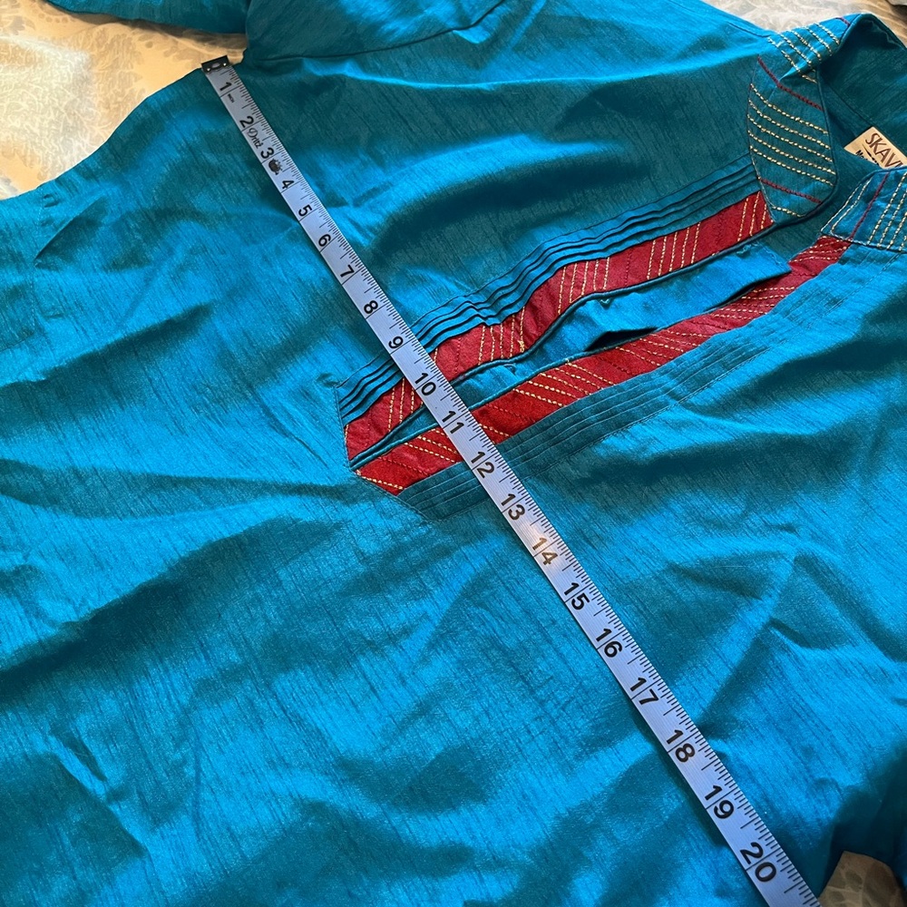 Elegant Teal Men's Kurta Set - Picture 3 of 3